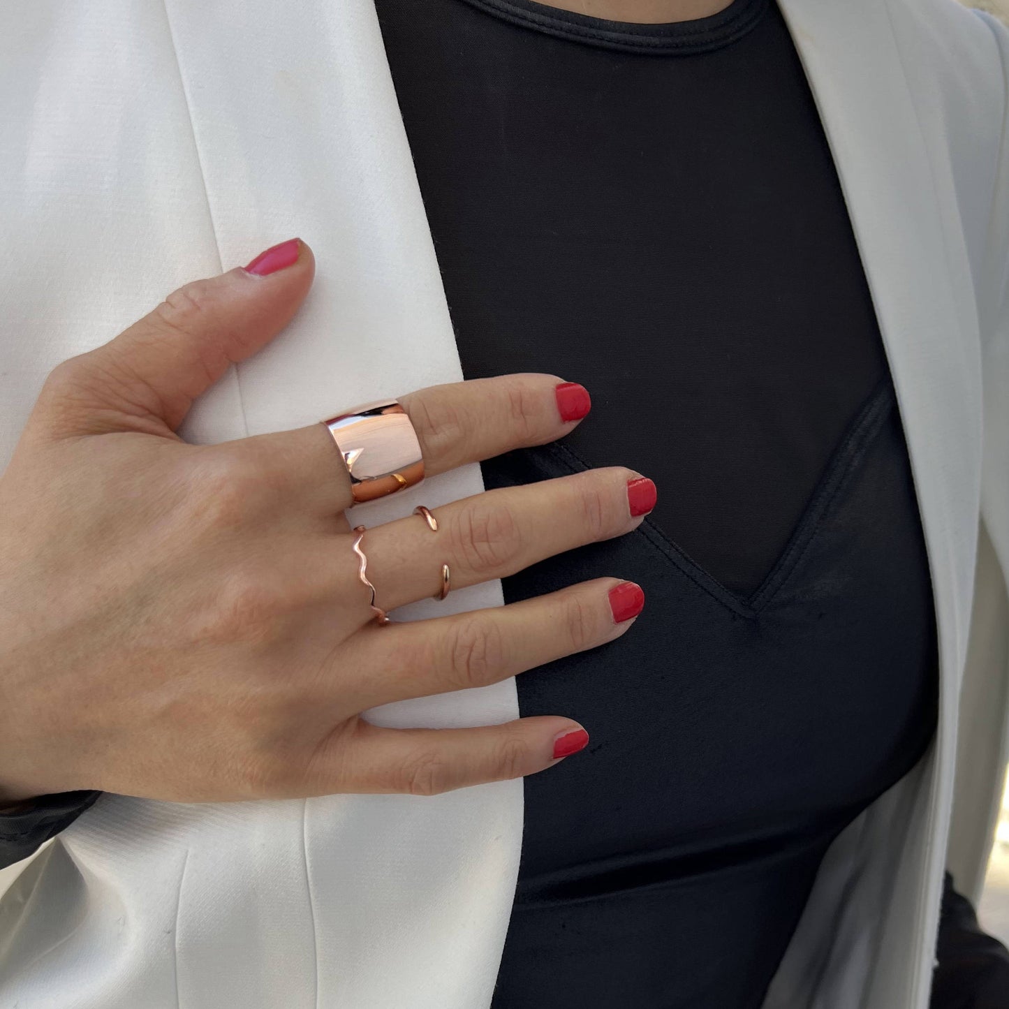 NOODLE Wavy Stackable Ring | 18K Rose Gold Over Sterling Silver