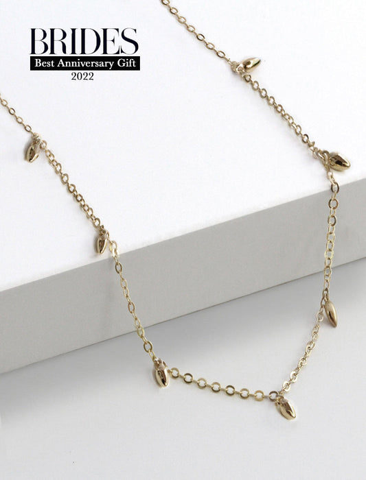 RICE Bead Chain Strand Necklace | Sterling Silver