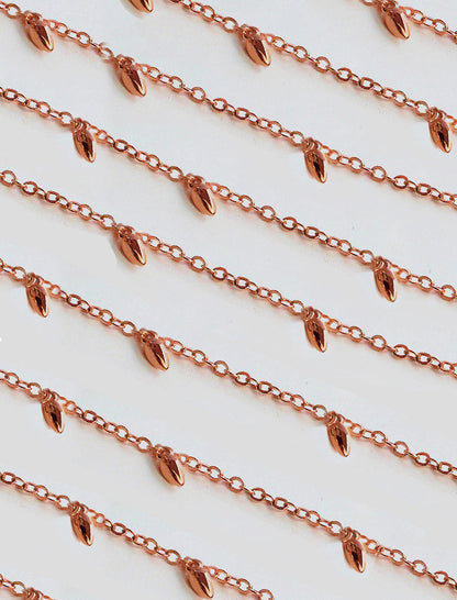 RICE Bead Chain Strand Necklace | 18K Rose Gold Over Sterling Silver