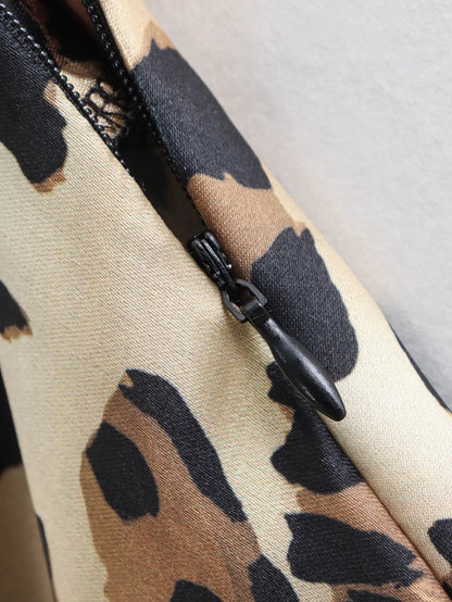 Women's Leopard Print Midi Skirt | High Waist, A-Line, Loose Fit