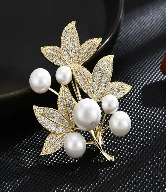 Luxury Zircon Flower Brooches | For Women | Floral Leaf Lapel Pins | Corsage Jewelry | Origin Zero