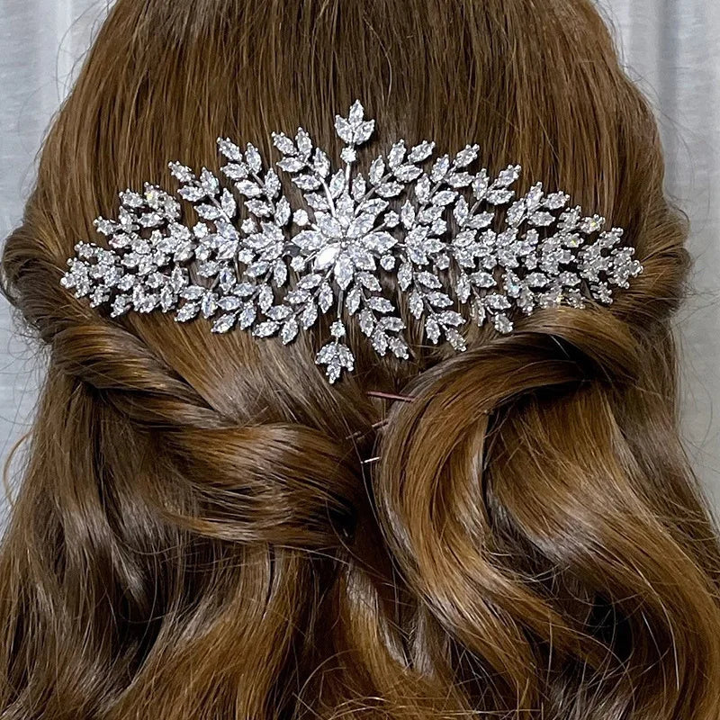 Cubic Zirconia Bridal Hair Comb – Luxury Wedding Headpiece for Bride, Prom & Party