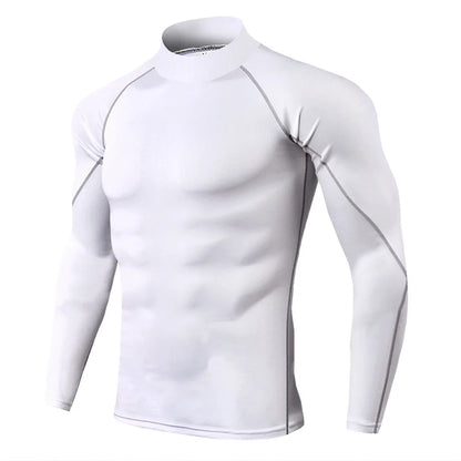 Men’s Long Sleeve Compression Rashguard – Quick-Dry Striped Running Shirt for Gym, Bodybuilding & Fitness – Sizes M–XXXL