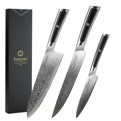 Sunnecko Damascus Chef's Knives 1-7PCS/Set High Carbon VG10 Steel Meat Cutting Knife Ultra Sharp Utility Slicing Kitchen Knife