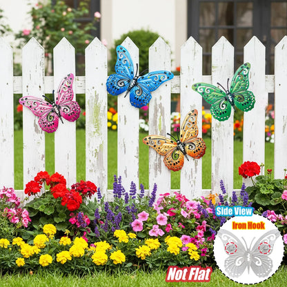 Metal Butterfly Wall Decor Iron Art Wall Sculpture Hanging for Outdoor Garden Patio Yard Porch Fence Wedding & Mother's Day Gift