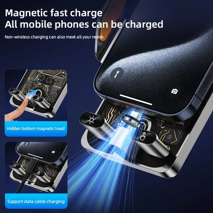 Wireless Car Phone Holder with 66W Fast Charging – Auto-Clamping, Dashboard & Vent Mount