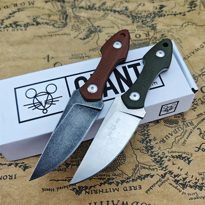 GiantMouse GMF3 Fixed Blade Knife Satin Drop Point Blade with Leather Sheath | Origin Zero