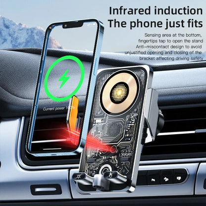 Wireless Car Phone Holder with 66W Fast Charging – Auto-Clamping, Dashboard & Vent Mount