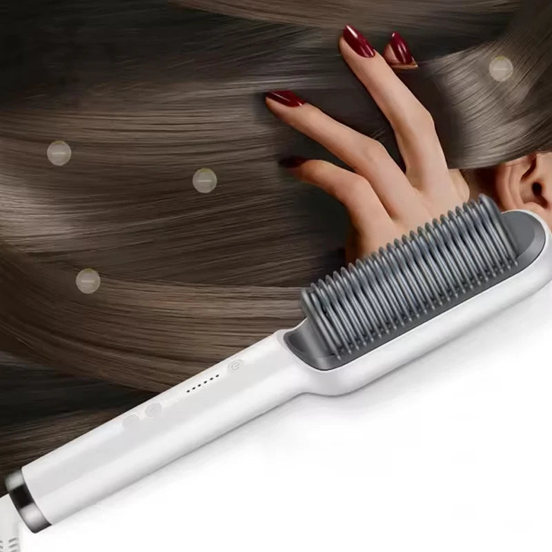 Ceramic Hair Straightener Brush – Professional Heated Straightening Comb, Fast Heat, LED Display, Wet & Dry Use