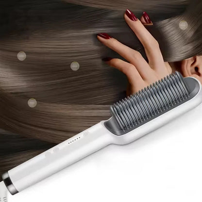 Ceramic Hair Straightener Brush – Professional Heated Straightening Comb, Fast Heat, LED Display, Wet & Dry Use
