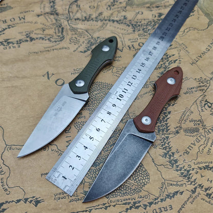 GiantMouse GMF3 Fixed Blade Knife Satin Drop Point Blade with Leather Sheath | Origin Zero