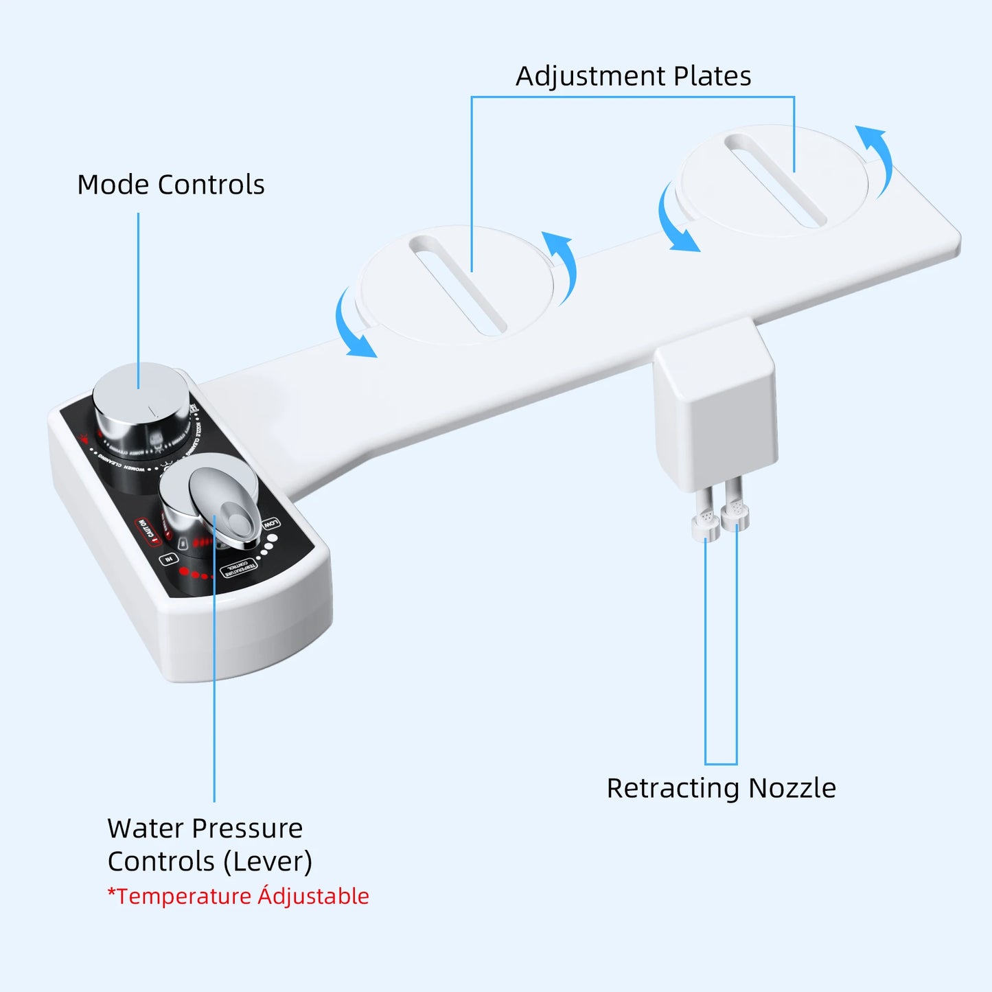 Hot & Cold Bidet Attachment | Dual Nozzle, Adjustable Pressure, Non-Electric | Origin Zero