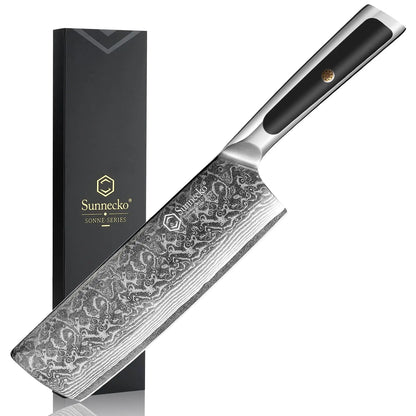 Sunnecko Damascus Chef's Knives 1-7PCS/Set High Carbon VG10 Steel Meat Cutting Knife Ultra Sharp Utility Slicing Kitchen Knife