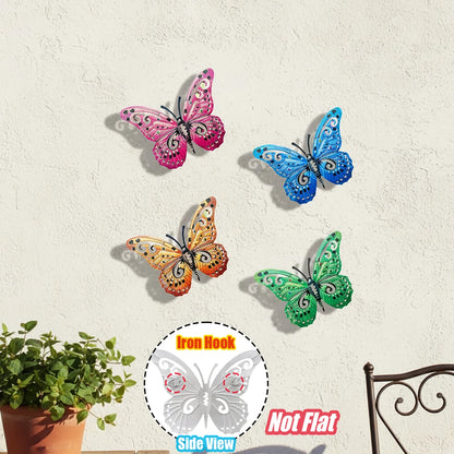 Metal Butterfly Wall Decor Iron Art Wall Sculpture Hanging for Outdoor Garden Patio Yard Porch Fence Wedding & Mother's Day Gift