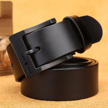 Men's Split Leather Belt with Alloy Buckle – Casual & Business Styles in Black & Brown