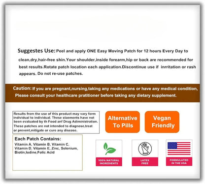 Multivitamin Transdermal Patches for Women – Vitamins A B C D E Biotin Zinc Folic Acid – Bones, Brain, Heart & Immune Support