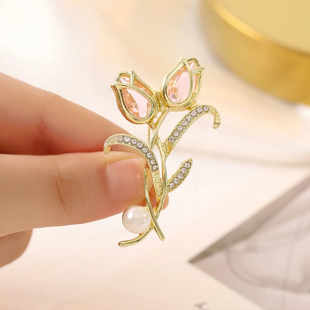 Luxury Zircon Flower Brooches | For Women | Floral Leaf Lapel Pins | Corsage Jewelry | Origin Zero