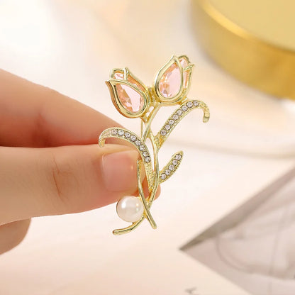 Luxury Zircon Flower Brooches | For Women | Floral Leaf Lapel Pins | Corsage Jewelry | Origin Zero