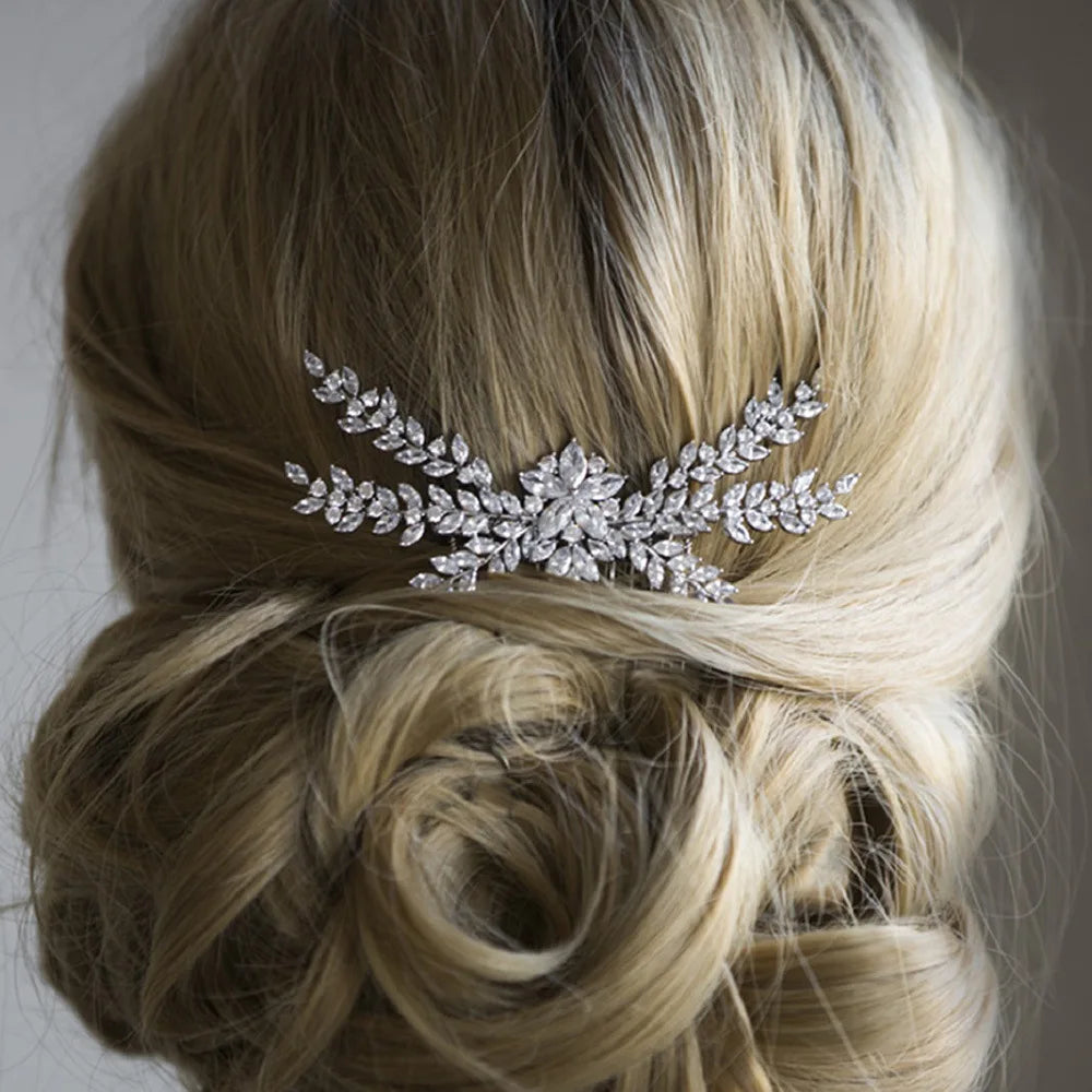 Cubic Zirconia Bridal Hair Comb – Luxury Wedding Headpiece for Bride, Prom & Party