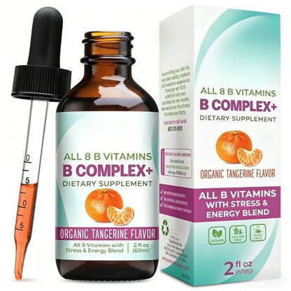 Vitamin B Complex Liquid Drops for Women – Vegan B1 B2 B3 B5 B6 Biotin Folate & Choline – Energy, Mood & Metabolism Support