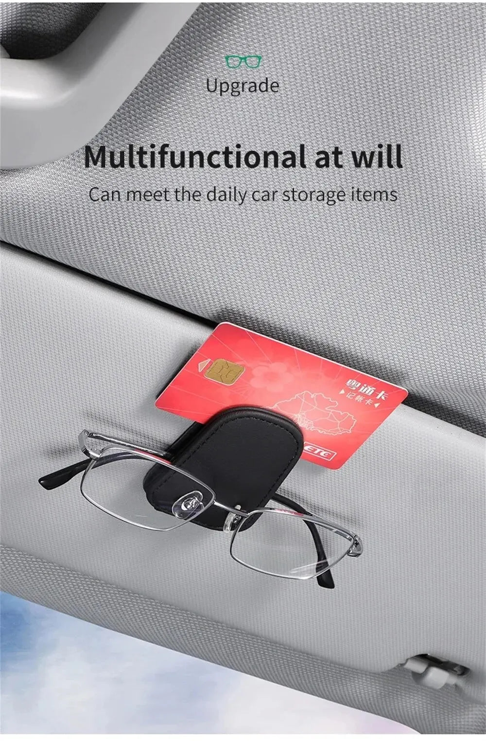 PU Leather Car Sun Visor Glasses Holder – Magnetic Clip for Sunglasses & Eyeglasses, 9 Colors