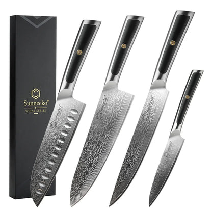 Sunnecko Damascus Chef's Knives 1-7PCS/Set High Carbon VG10 Steel Meat Cutting Knife Ultra Sharp Utility Slicing Kitchen Knife