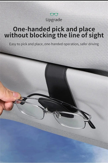 PU Leather Car Sun Visor Glasses Holder – Magnetic Clip for Sunglasses & Eyeglasses, 9 Colors