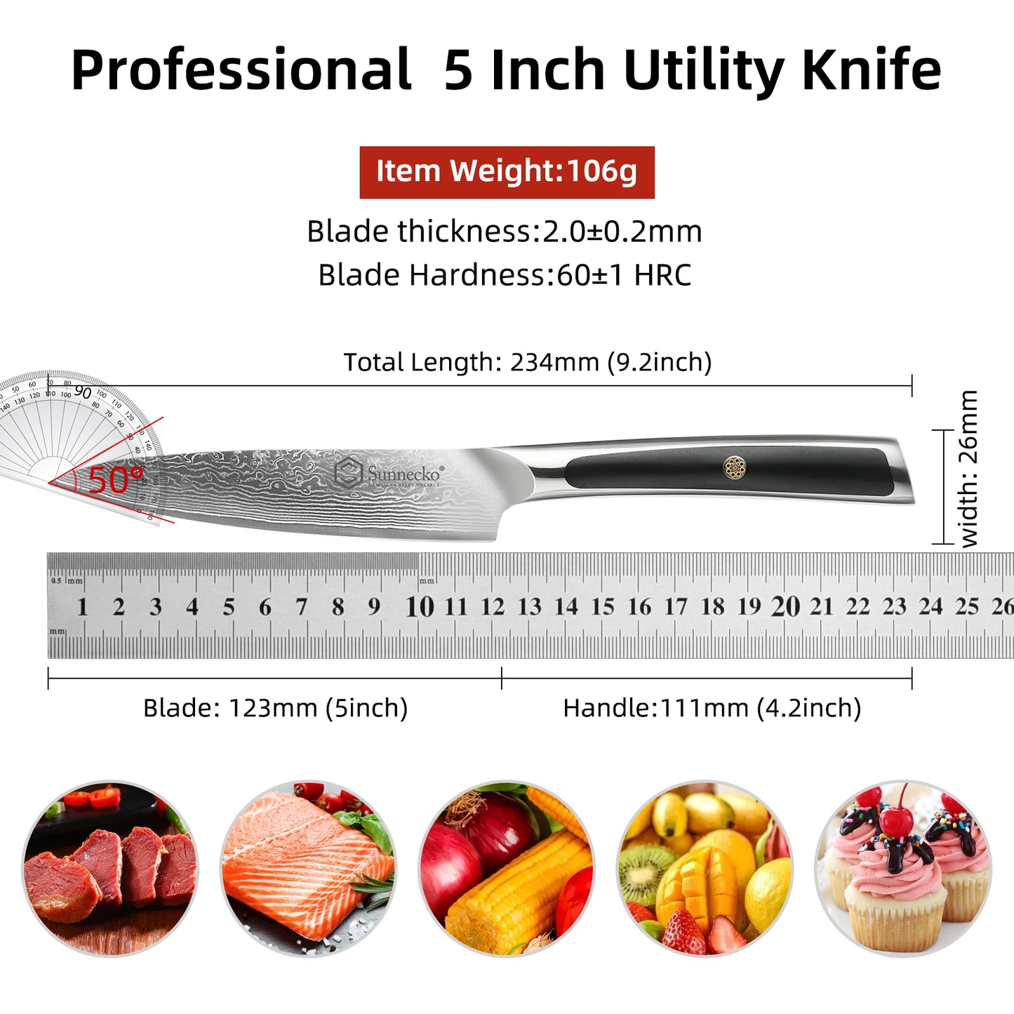 Sunnecko Damascus Chef's Knives 1-7PCS/Set High Carbon VG10 Steel Meat Cutting Knife Ultra Sharp Utility Slicing Kitchen Knife