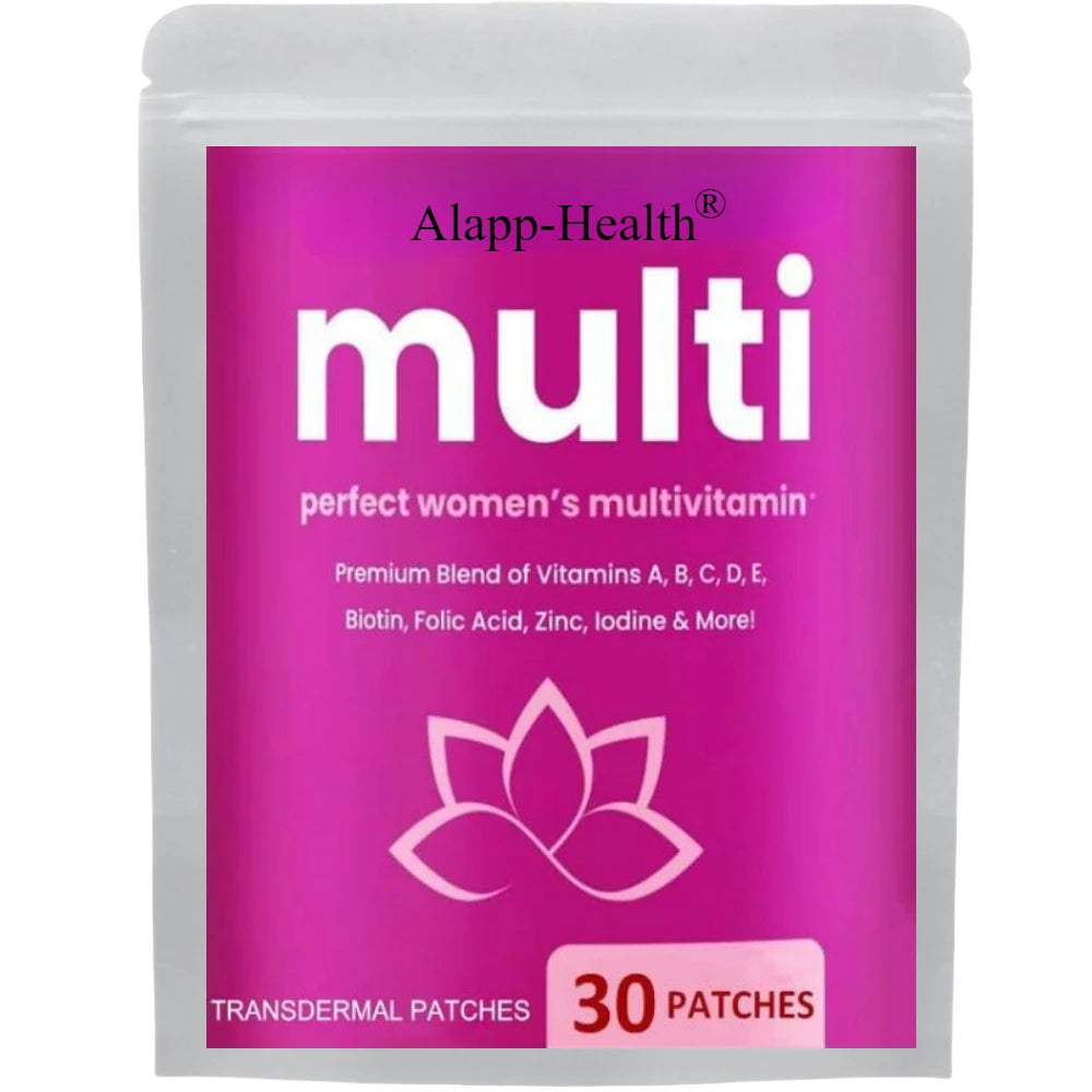 Multivitamin Transdermal Patches for Women – Vitamins A B C D E Biotin Zinc Folic Acid – Bones, Brain, Heart & Immune Support