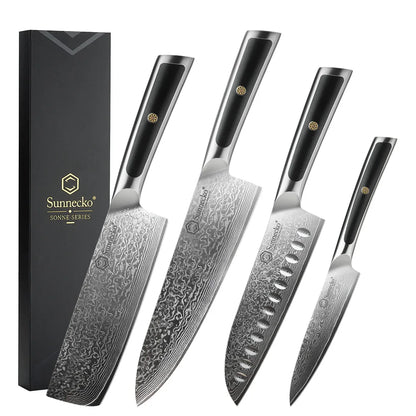 Sunnecko Damascus Chef's Knives 1-7PCS/Set High Carbon VG10 Steel Meat Cutting Knife Ultra Sharp Utility Slicing Kitchen Knife