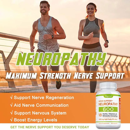 Neuropathy Support Supplement 18-in-1 with 1200mg Alpha Lipoic Acid – Nerve Pain Relief for Feet, Hands & Legs – Non-GMO
