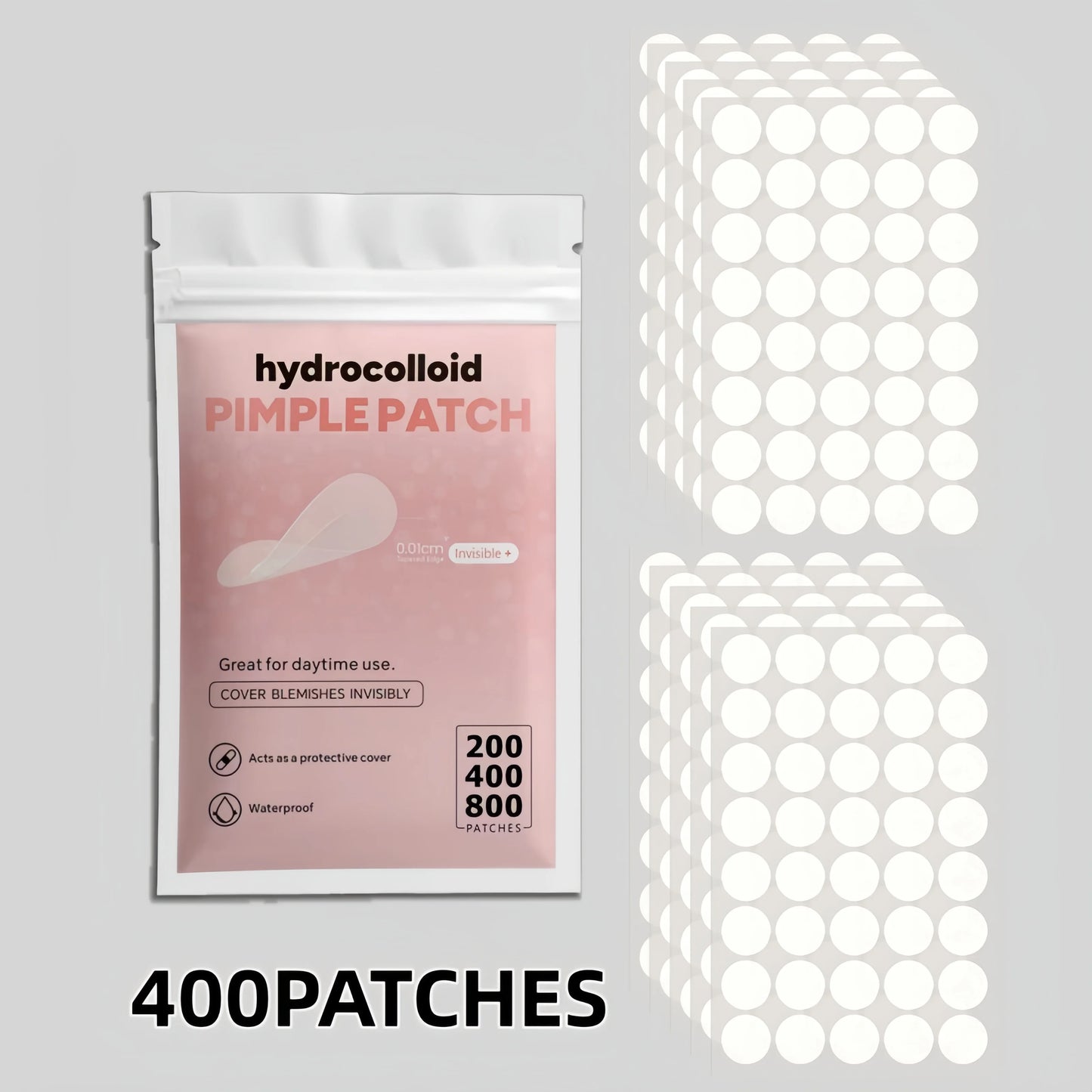 200/400/800pcs Invisible Clear Pimple Patch Set – Deep-Cleansing Hydrocolloid Acne Stickers, Mixed Sizes, Gentle & Skin-Friendly