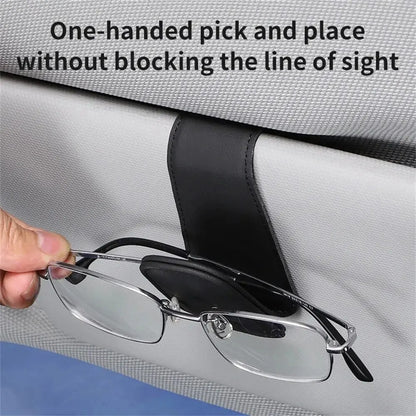PU Leather Car Sun Visor Glasses Holder – Magnetic Clip for Sunglasses & Eyeglasses, 9 Colors