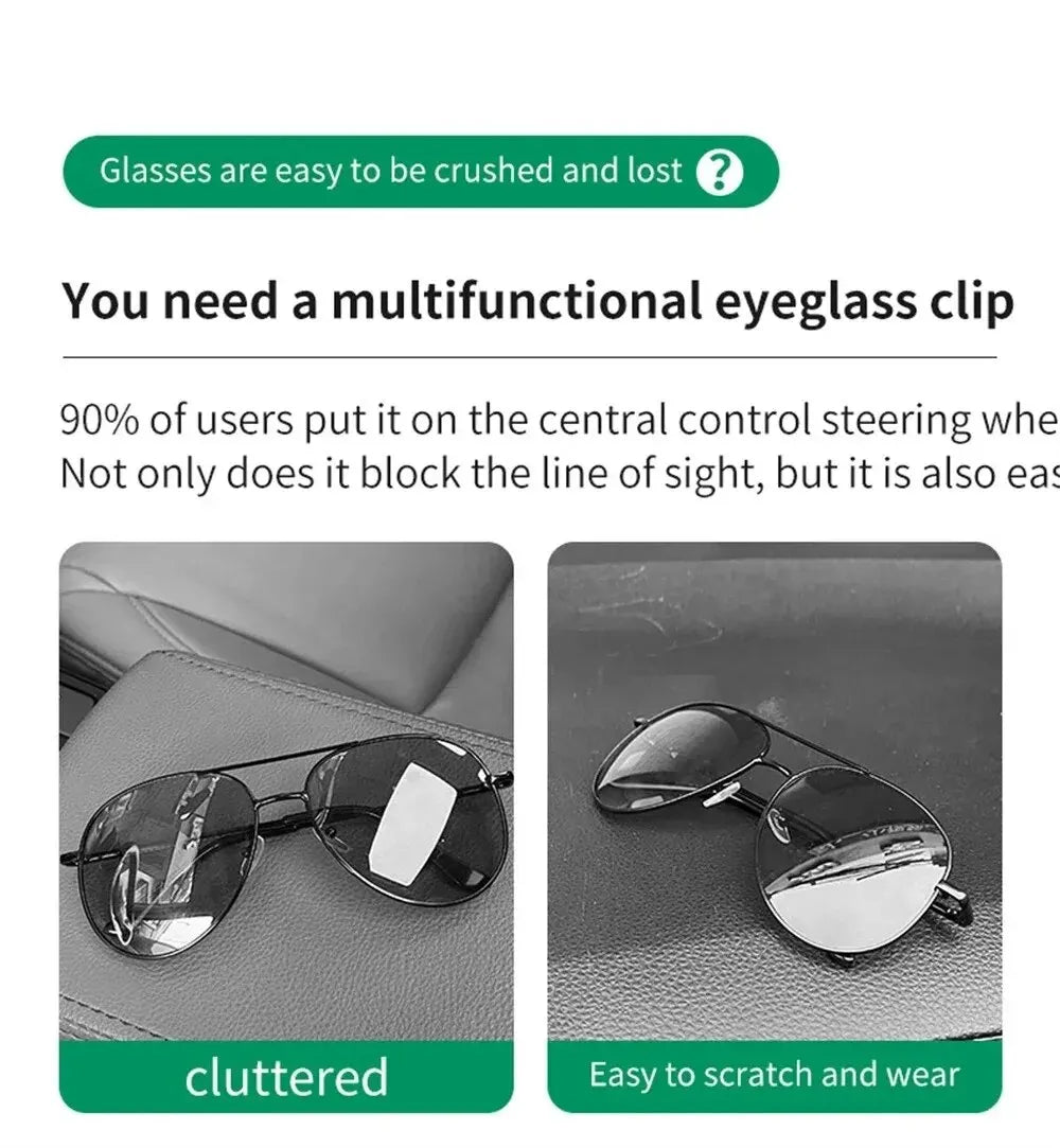 PU Leather Car Sun Visor Glasses Holder – Magnetic Clip for Sunglasses & Eyeglasses, 9 Colors