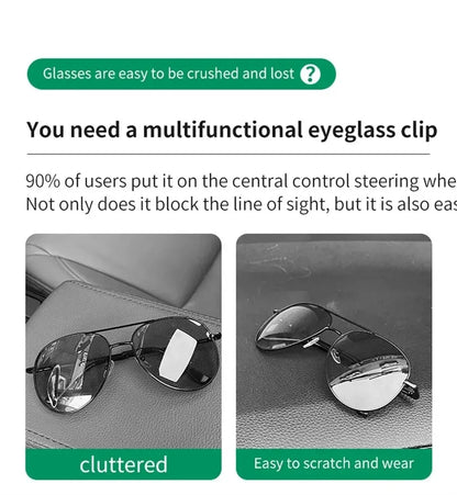 PU Leather Car Sun Visor Glasses Holder – Magnetic Clip for Sunglasses & Eyeglasses, 9 Colors