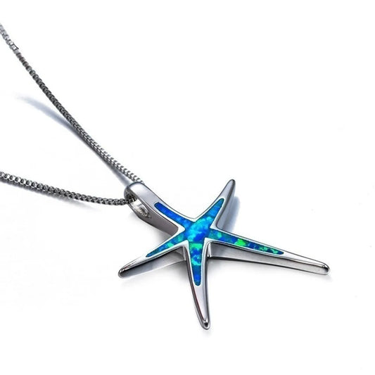 Blue Star & Starfish Pendant Necklace | Ocean Summer Beach Jewelry for Women | Origin Zero