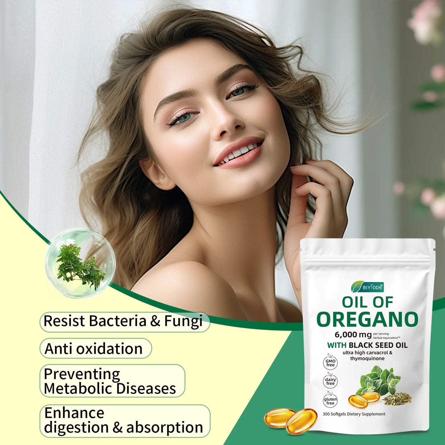 Oil of Oregano 6000mg Softgels with Black Seed Oil – Immune Support, Antioxidant & Fitness Recovery – 300 Softgels
