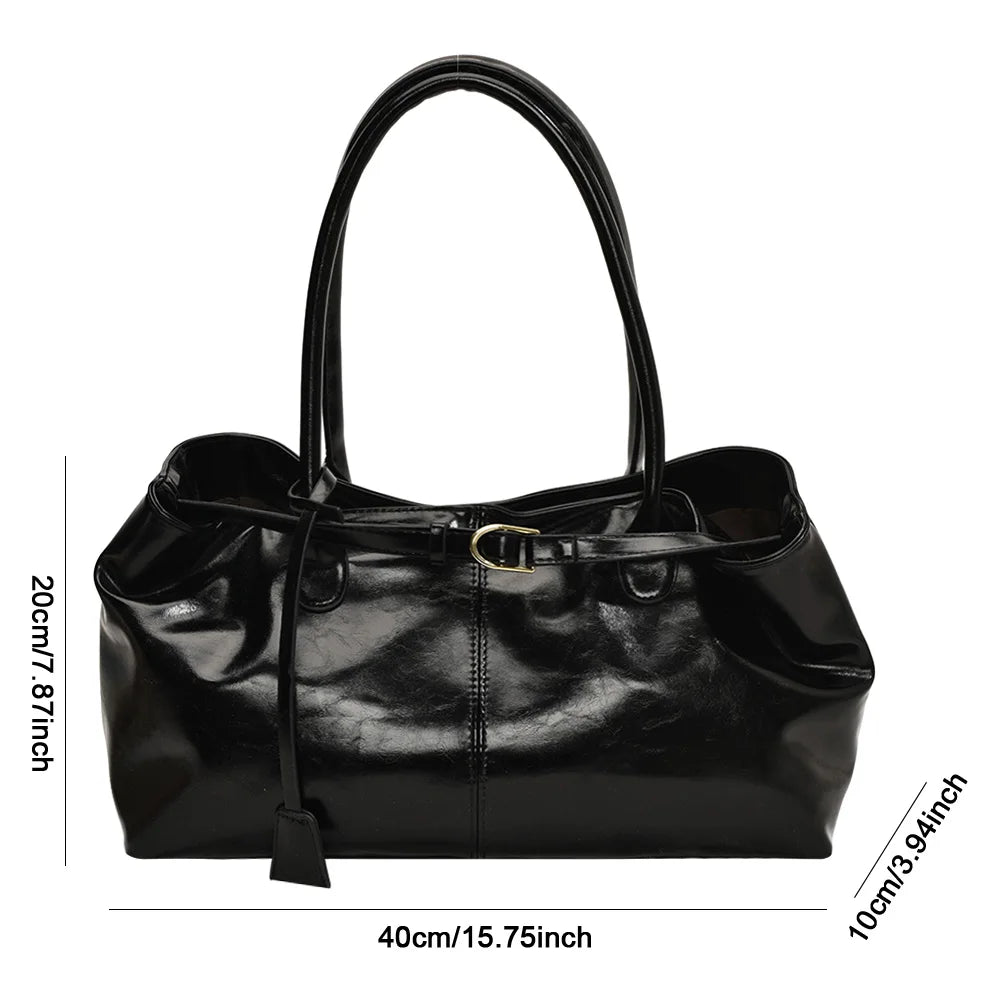PU Leather Hobo Handbag Slouchy Top Handle Bag Fashion Work Bags Large Satchel Bag for Women Work Shopping Travel