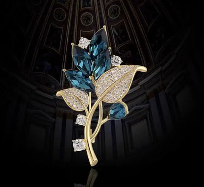 Luxury Zircon Flower Brooches | For Women | Floral Leaf Lapel Pins | Corsage Jewelry | Origin Zero
