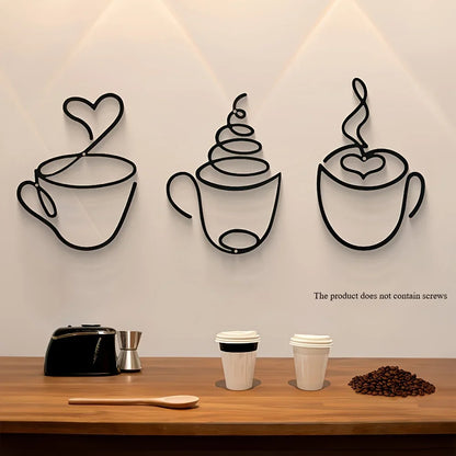 Iron Art Coffee Wall Hangings – Art Deco Metal Wall Decor for Coffee Shops, Cafes & Home Interiors