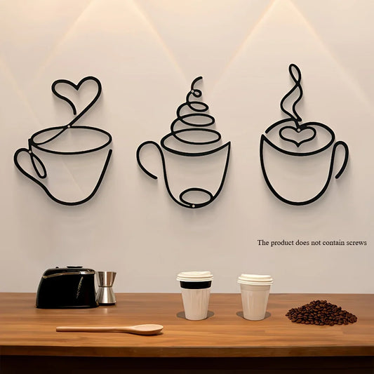 Iron Art Coffee Wall Hangings – Art Deco Metal Wall Decor for Coffee Shops, Cafes & Home Interiors