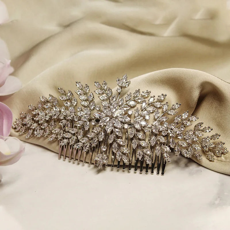 Cubic Zirconia Bridal Hair Comb – Luxury Wedding Headpiece for Bride, Prom & Party