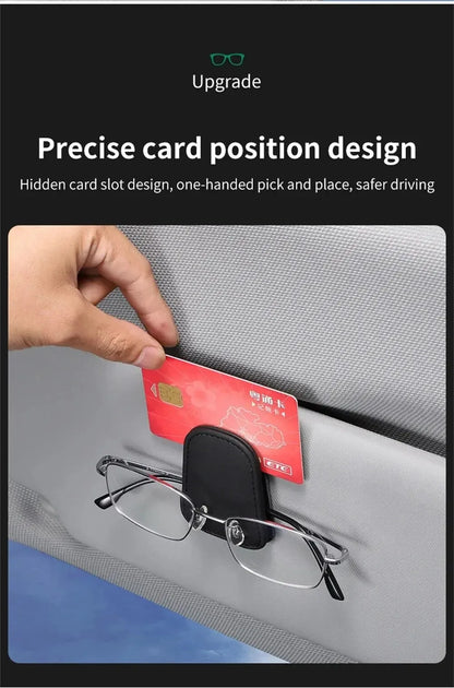 PU Leather Car Sun Visor Glasses Holder – Magnetic Clip for Sunglasses & Eyeglasses, 9 Colors