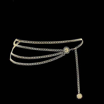 Elegant Round Metal Belt for Women – Retro Gold & Silver Carved Hollow-Out Waistband
