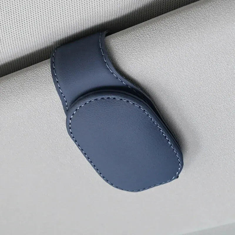 PU Leather Car Sun Visor Glasses Holder – Magnetic Clip for Sunglasses & Eyeglasses, 9 Colors