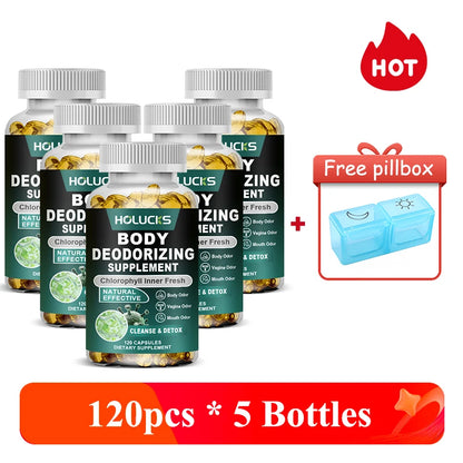 Natural Chlorophyll Capsules Supplement, Internal Detox Cleanse, Body Deodorant, Promote Digestive & Skin Wellness