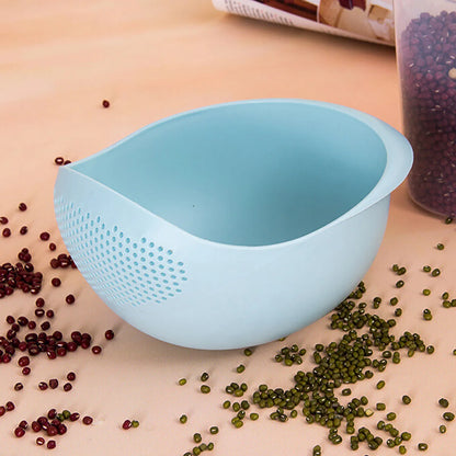 Kitchen Drain Basket Colander with Handle – Double-Layer Rice Washing Bowl, Fruit & Vegetable Strainer