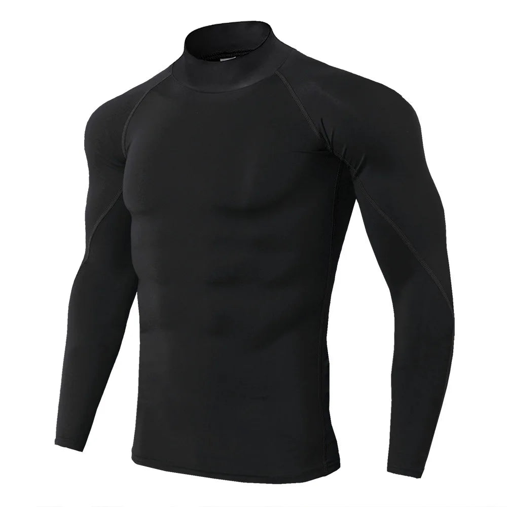 Men’s Long Sleeve Compression Rashguard – Quick-Dry Striped Running Shirt for Gym, Bodybuilding & Fitness – Sizes M–XXXL