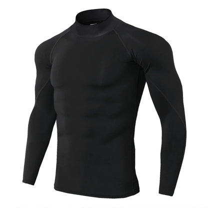 Men’s Long Sleeve Compression Rashguard – Quick-Dry Striped Running Shirt for Gym, Bodybuilding & Fitness – Sizes M–XXXL