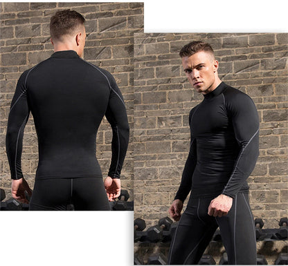 Men’s Long Sleeve Compression Rashguard – Quick-Dry Striped Running Shirt for Gym, Bodybuilding & Fitness – Sizes M–XXXL